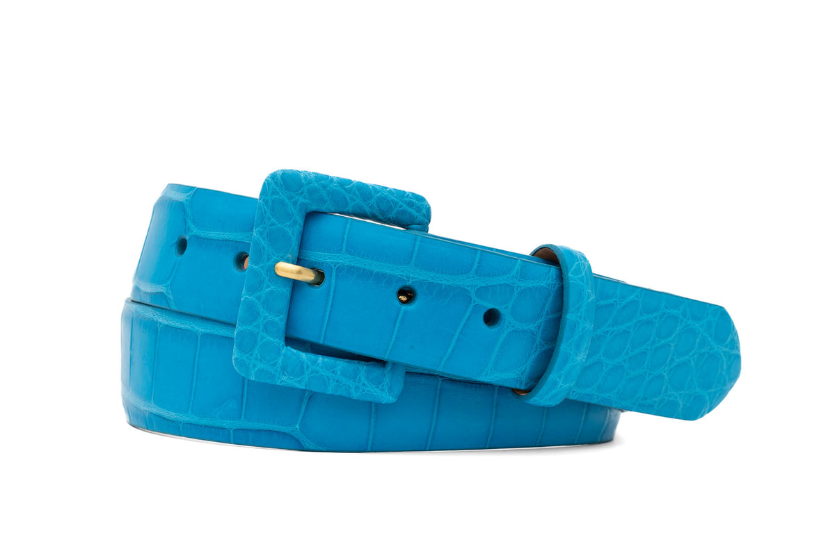 Matte Alligator Belt with Covered Buckle