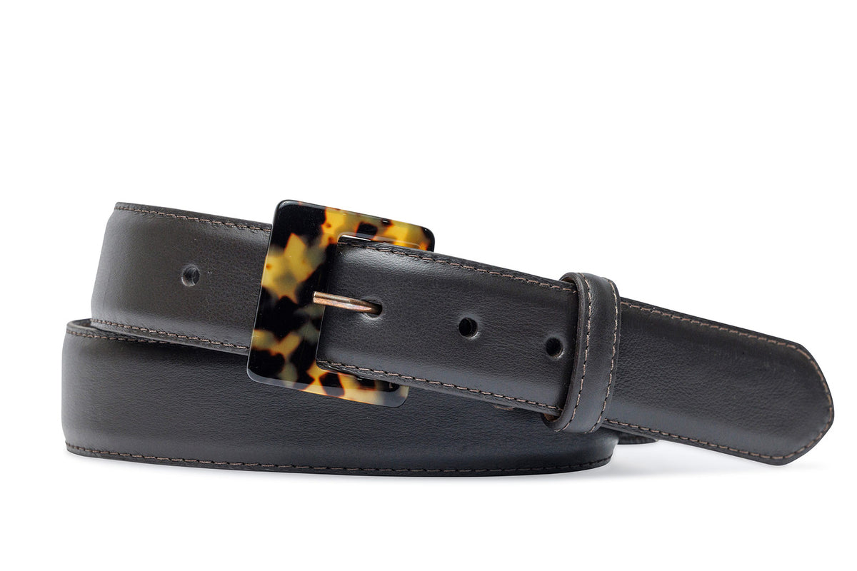 Soft Construction Luscious Calf Belt with Tortoise Buckle