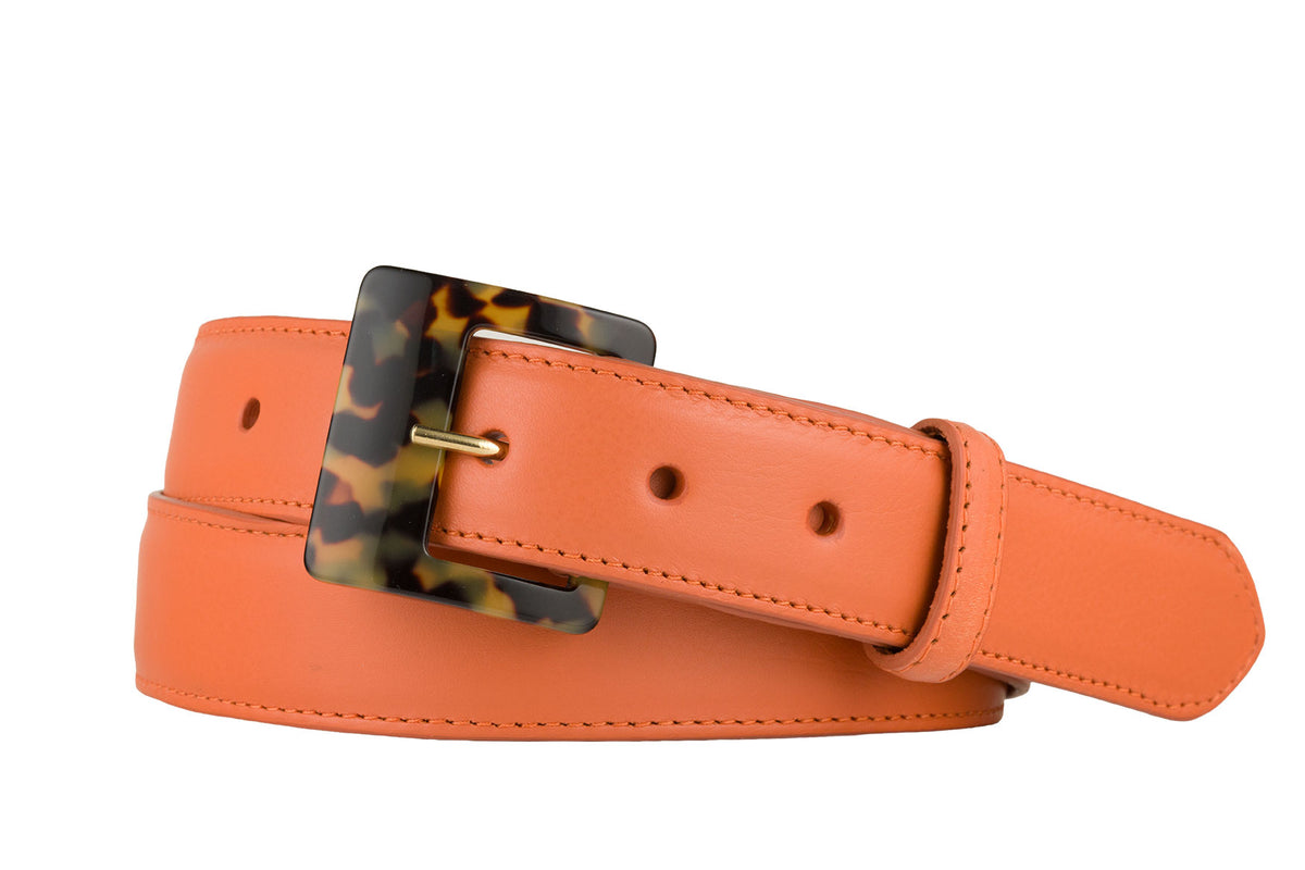 Soft Construction Luscious Calf Belt with Tortoise Buckle