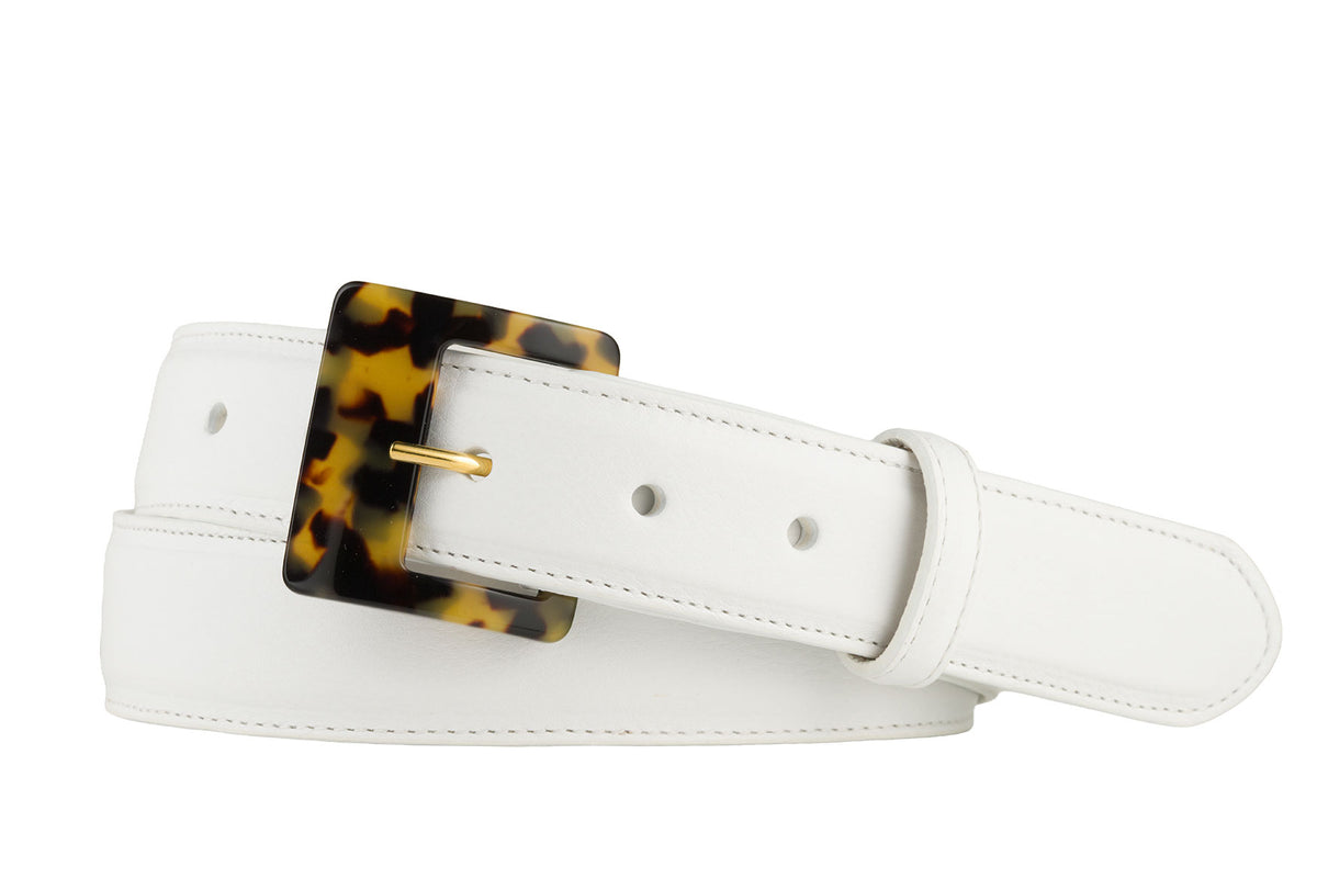 Soft Construction Luscious Calf Belt with Tortoise Buckle