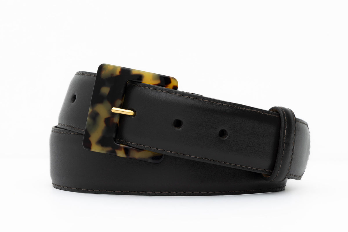 Soft Construction Luscious Calf Belt with Tortoise Buckle