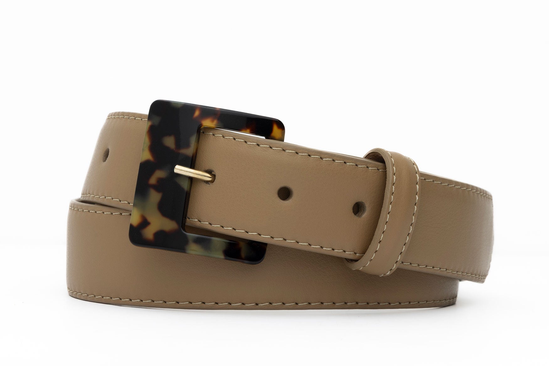 Soft Construction Luscious Calf Belt with Tortoise Buckle - w