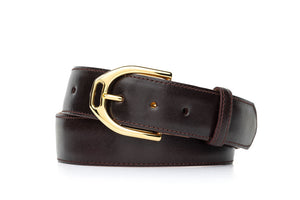 Glazed Calf Belt with Nickel or Gold Stirrup Buckle