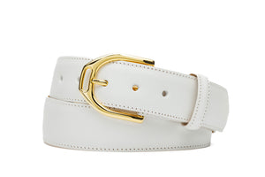 Glazed Calf Belt with Nickel or Gold Stirrup Buckle