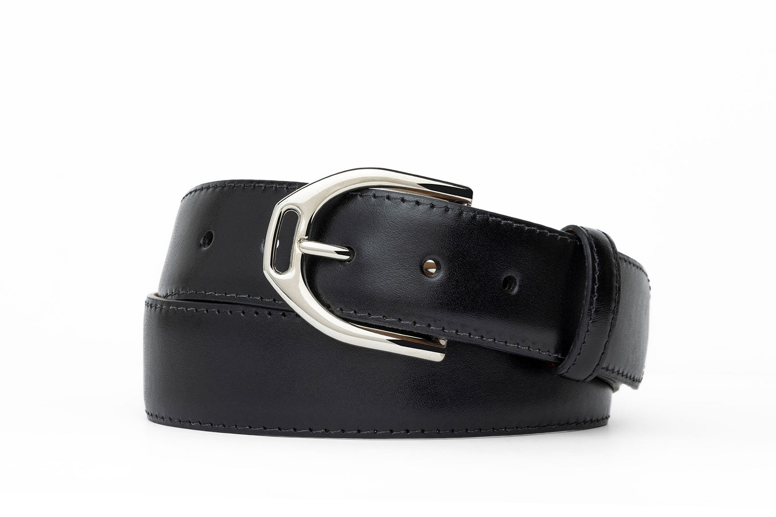 Glazed Calf Belt with Nickel or Gold Stirrup Buckle
