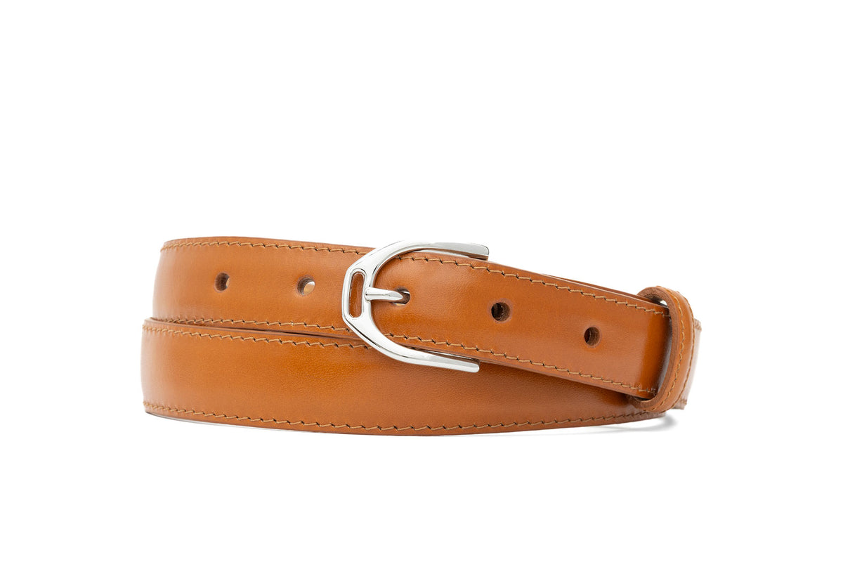 Glazed Calf Belt with Nickel or Gold Buckle