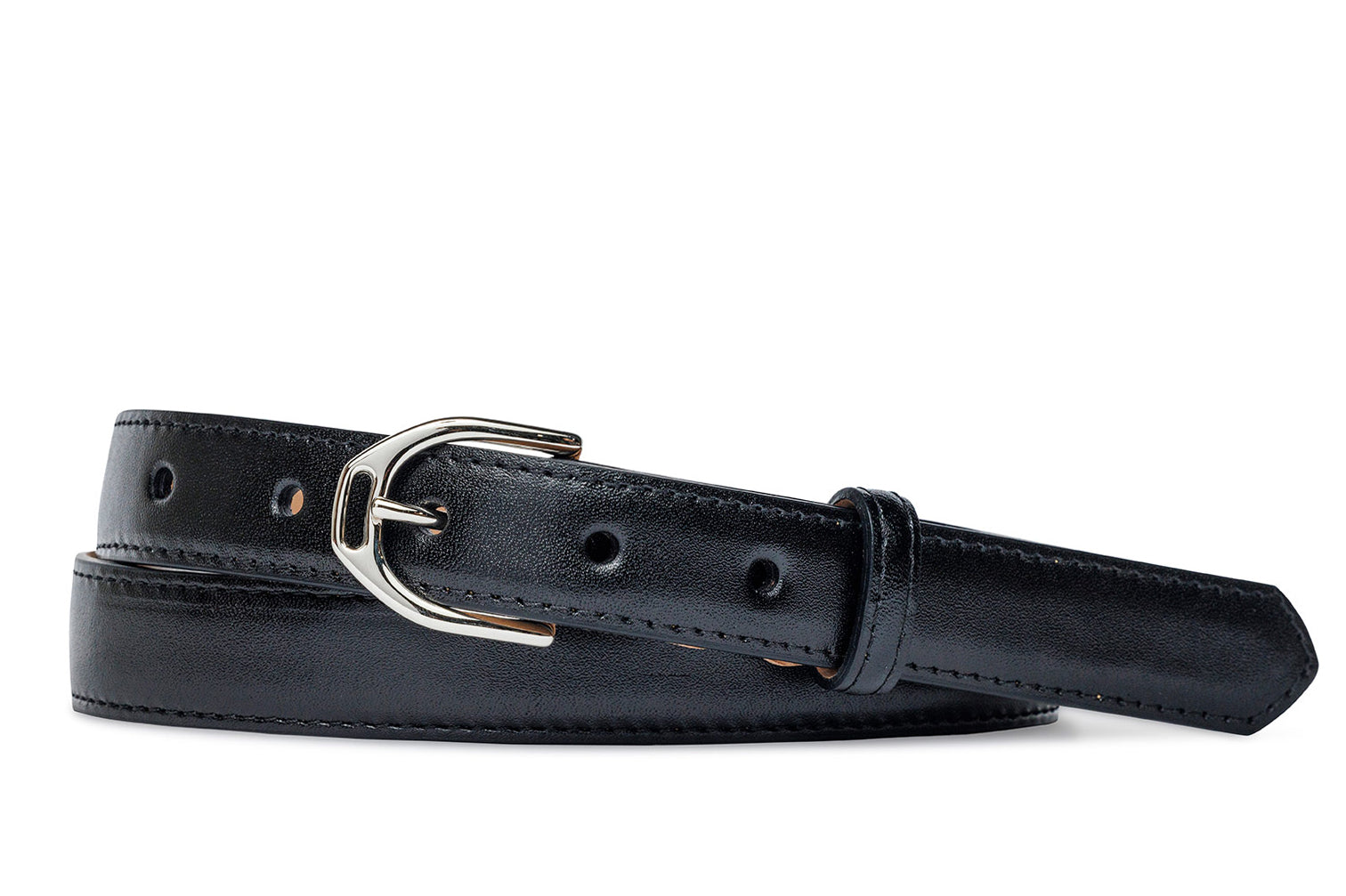 Glazed Calf Belt with Nickel or Gold Buckle - w.kleinberg Glazed Calf Belt with Nickel or Gold Buckle - w.kleinberg