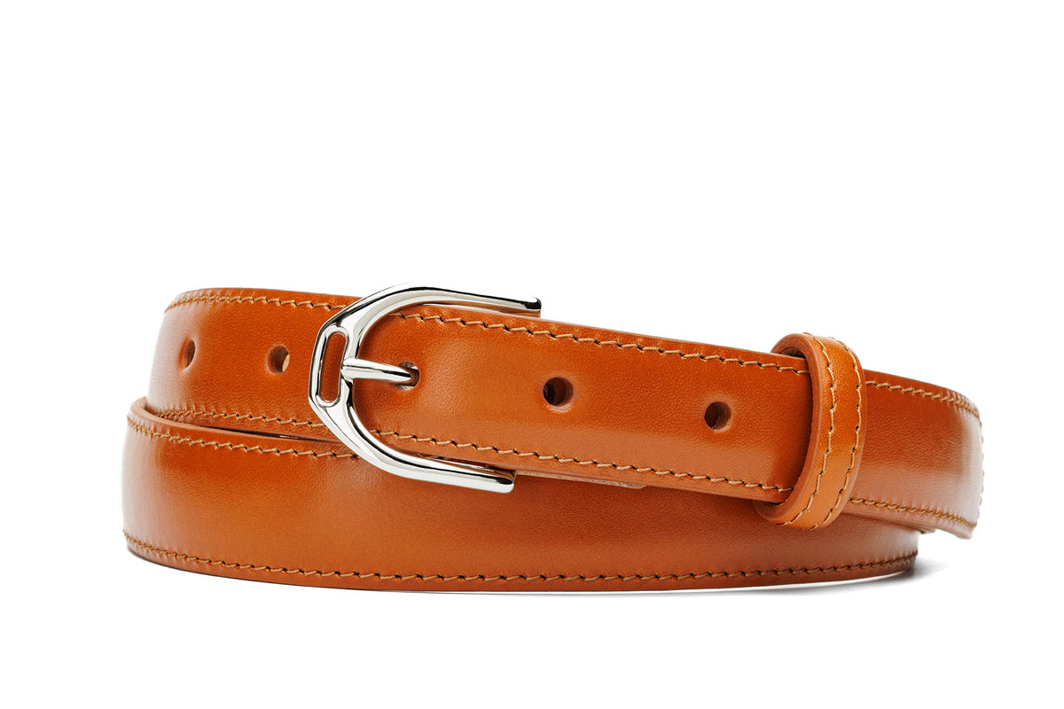 Glazed Calf Belt with Nickel or Gold Buckle