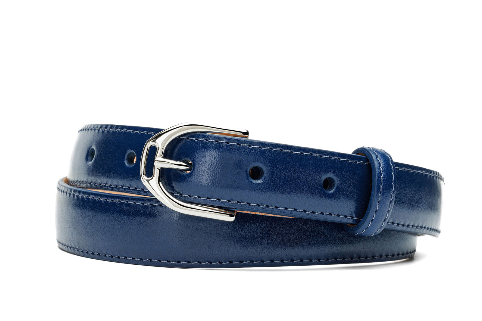 Glazed Calf Belt with Nickel or Gold Buckle