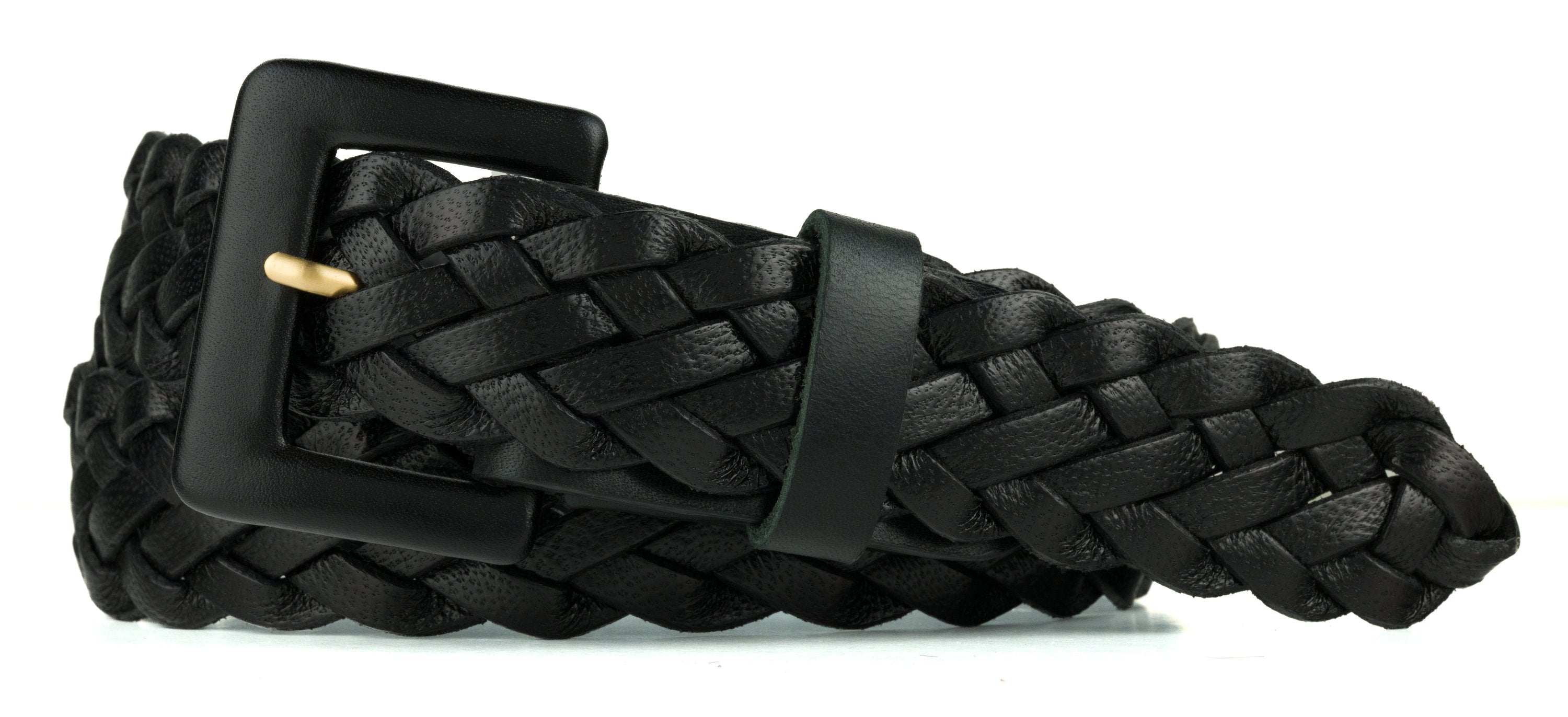 Classic Braided Belt with Covered Buckle - Black