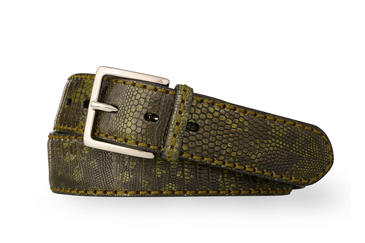 Himalayan Lizard Belt with Nickel Buckle