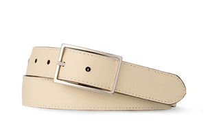 Reversible Pebbled Calf and Embossed Crocodile Belt with Nickel Buckle