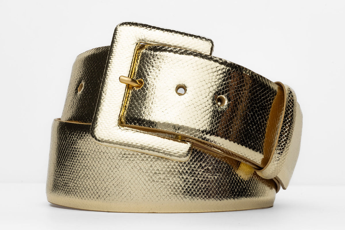 Wide Karung Snake Belt with Covered Buckle