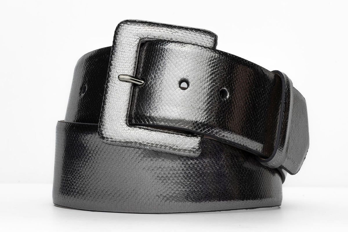 Wide Karung Snake Belt with Covered Buckle