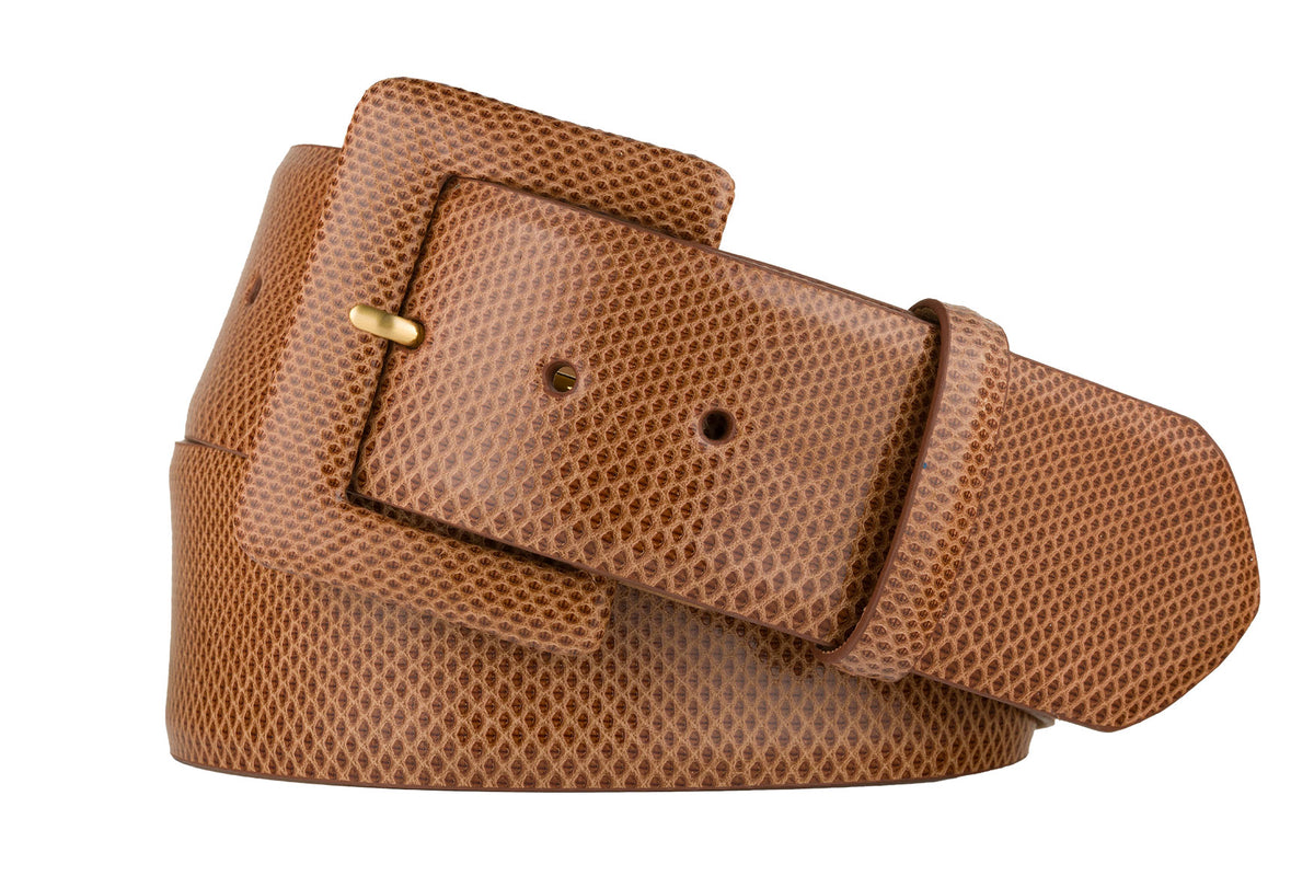 Wide Karung Snake Belt with Covered Buckle