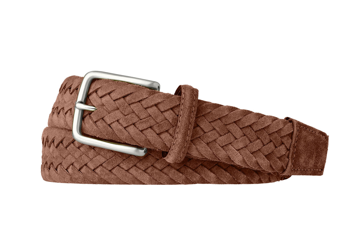 Braided Suede Belt with Brushed Nickel Buckle