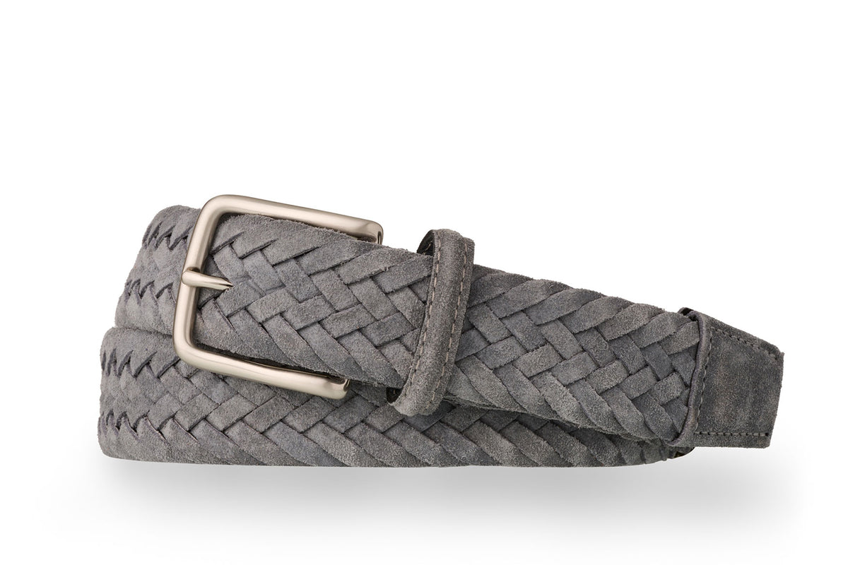 Braided Suede Belt with Brushed Nickel Buckle