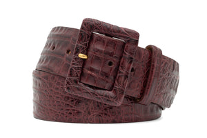 Wide Matte Caiman Crocodile Belt with Covered Buckle