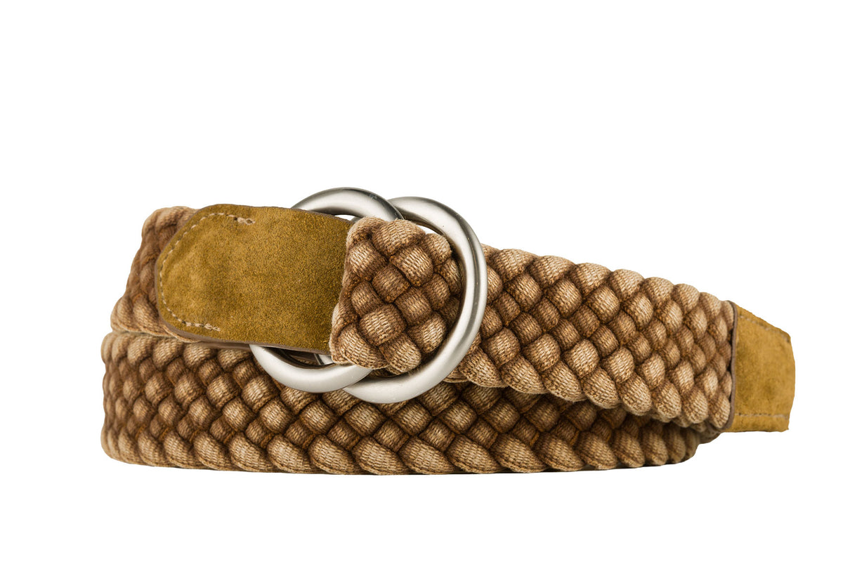 Cloth Braid Belt with Brushed Nickel O-Rings