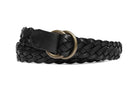 Classic Braid Belt with Antique Brass O-Rings - Black