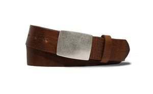 Sicily Calf Belt with Antique Nickel Plaque Buckle