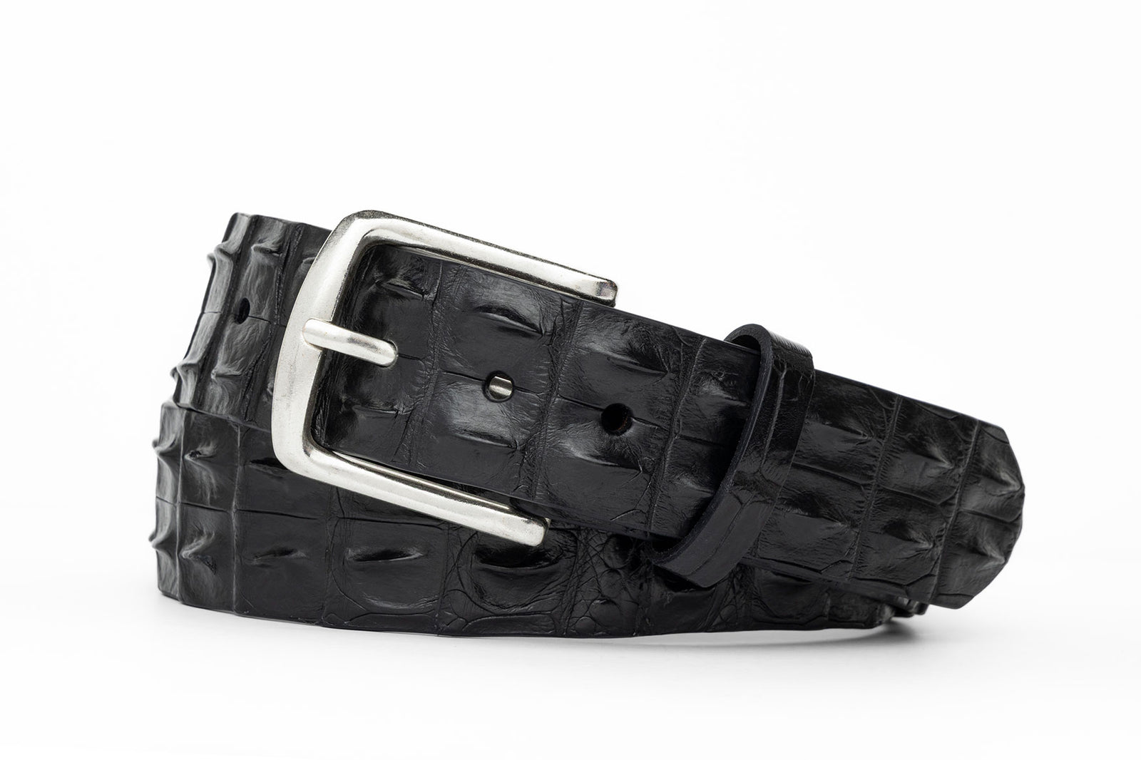 1-1/2" Hornback Crocodile Belt with Brushed Nickel Buckle