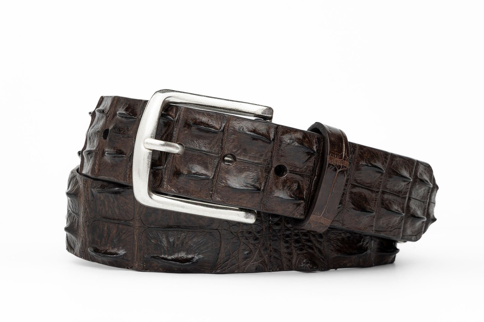 1-1/2" Hornback Crocodile Belt with Brushed Nickel Buckle