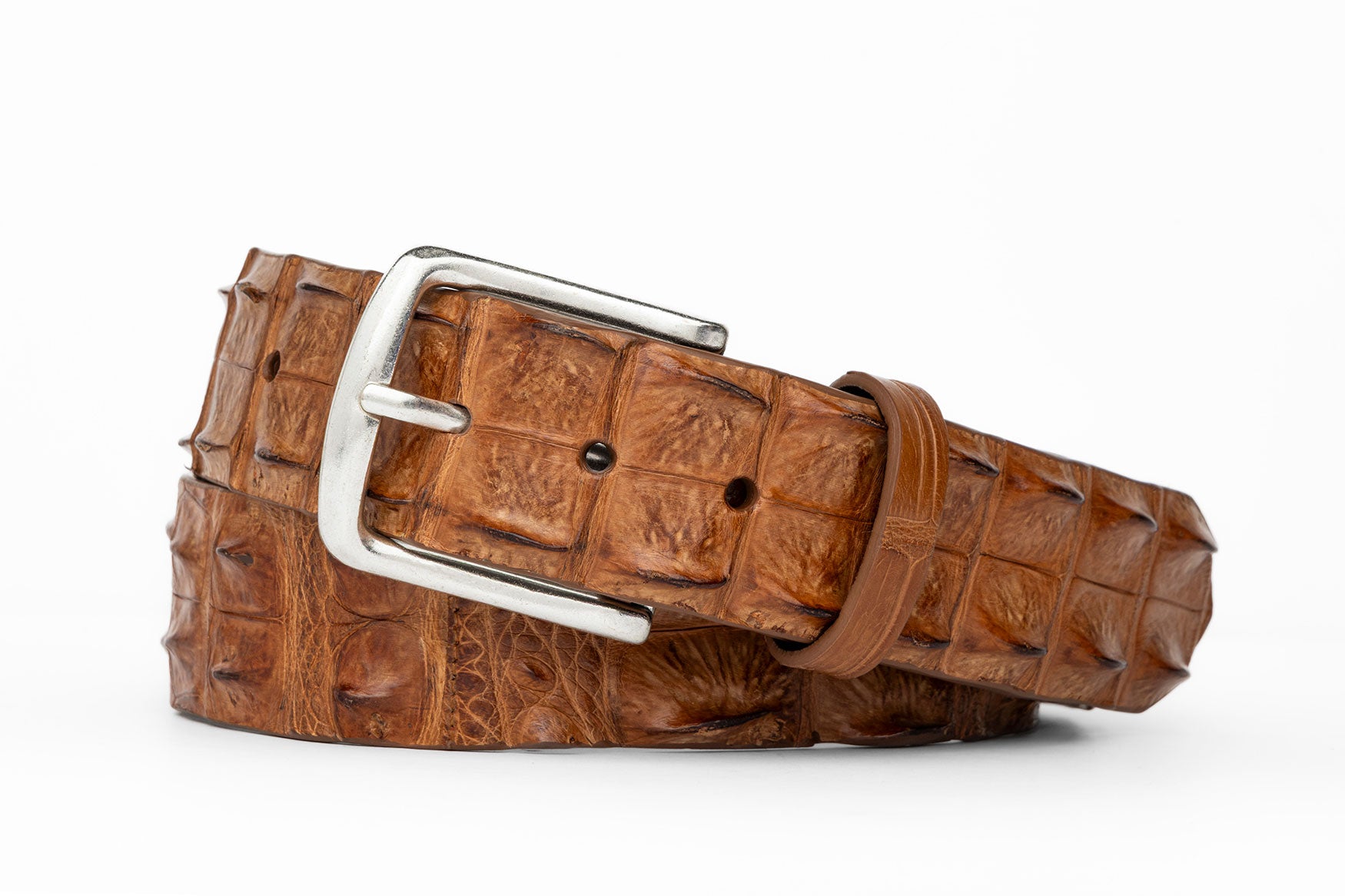 1-1/2" Hornback Crocodile Belt with Brushed Nickel Buckle