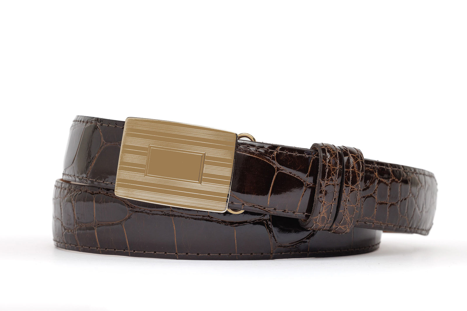 Glazed American Alligator Slide Strap with Compression Buckle