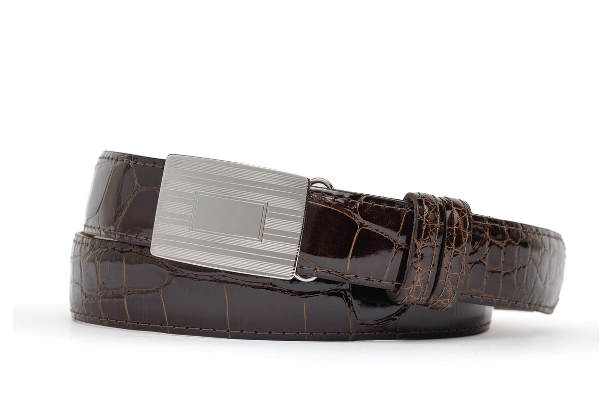 Glazed American Alligator Slide Strap with Compression Buckle
