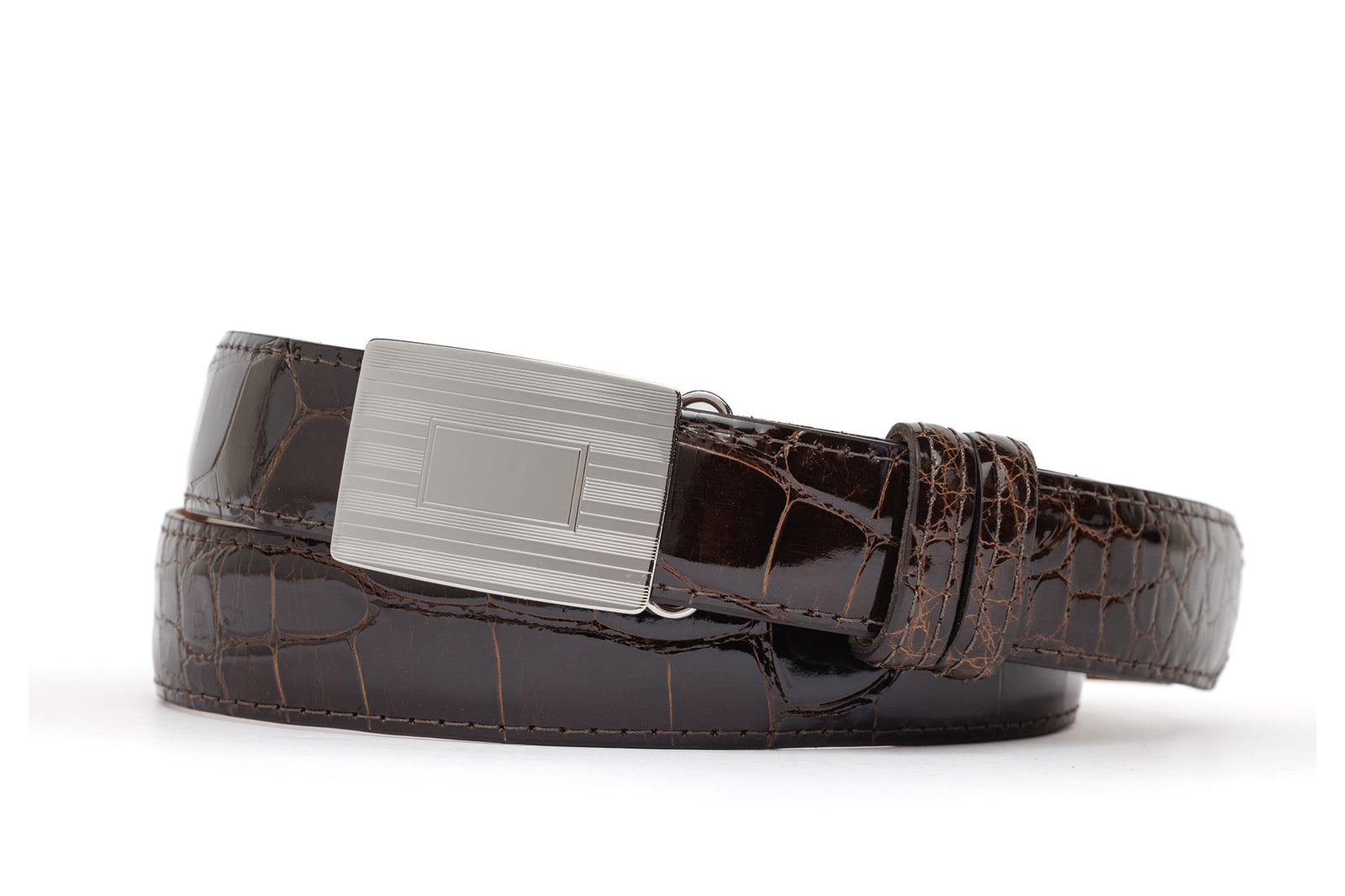 Glazed American Alligator Slide Strap with Compression Buckle