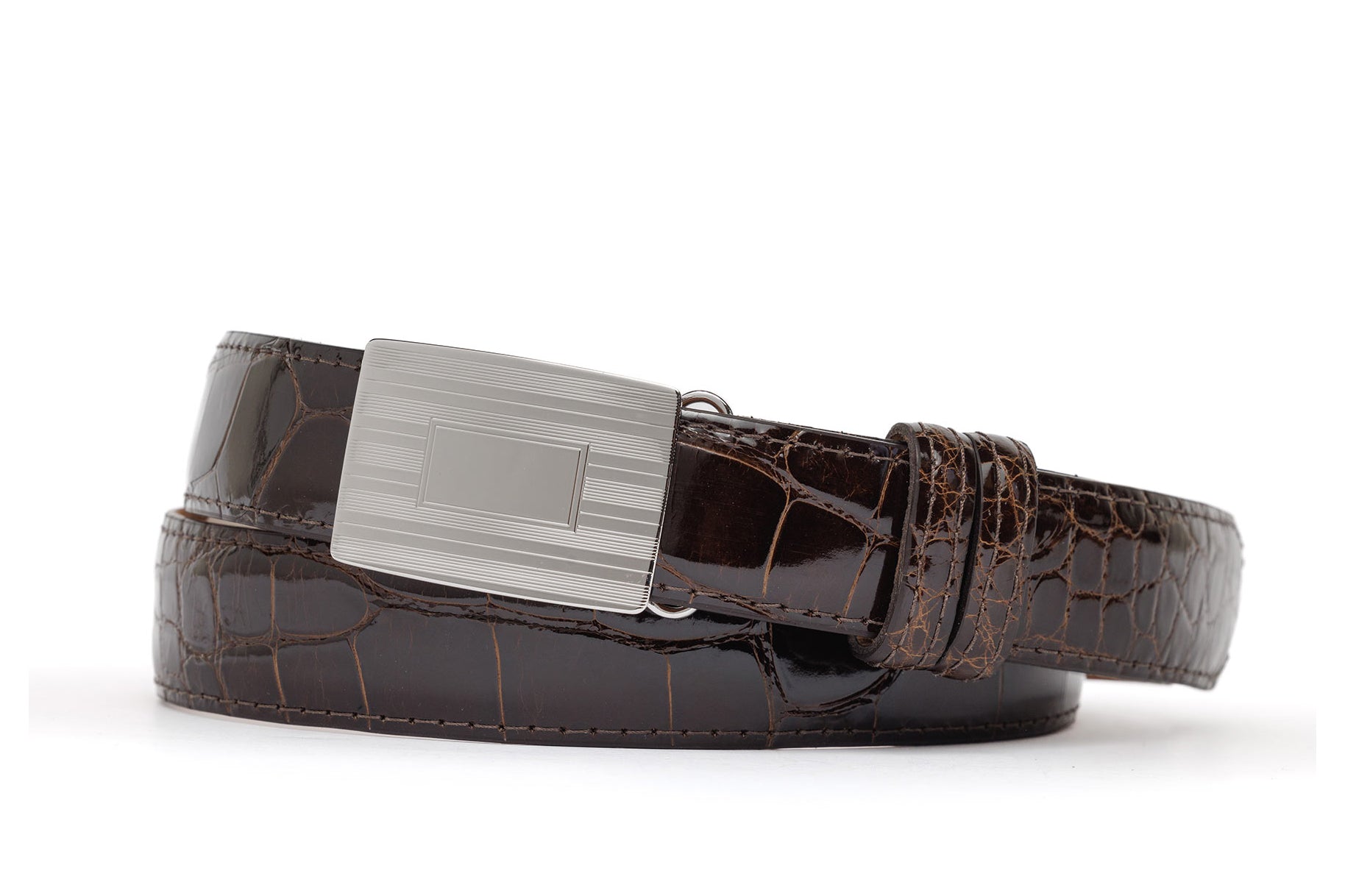 Glazed American Alligator Slide Strap with Compression Buckle