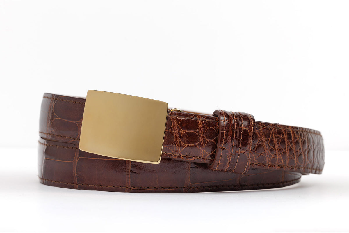 Glazed American Alligator Slide Strap with Compression Buckle