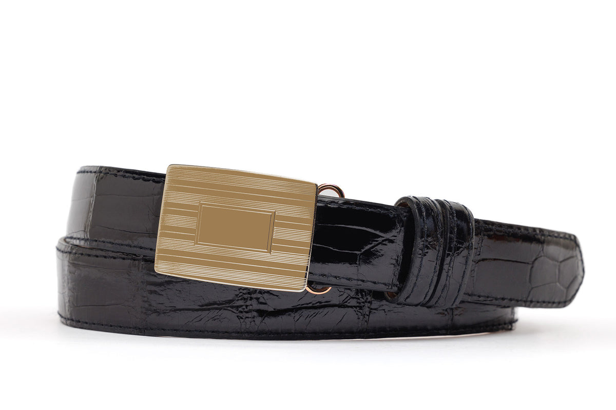 Glazed American Alligator Slide Strap with Compression Buckle