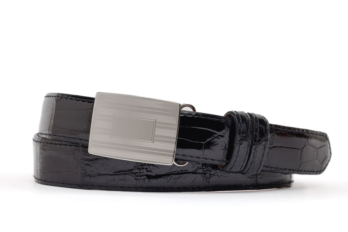 Glazed American Alligator Slide Strap with Compression Buckle
