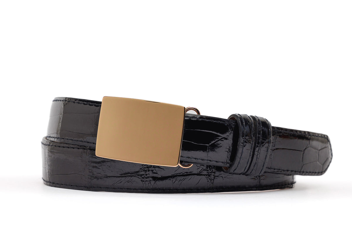 Glazed American Alligator Slide Strap with Compression Buckle