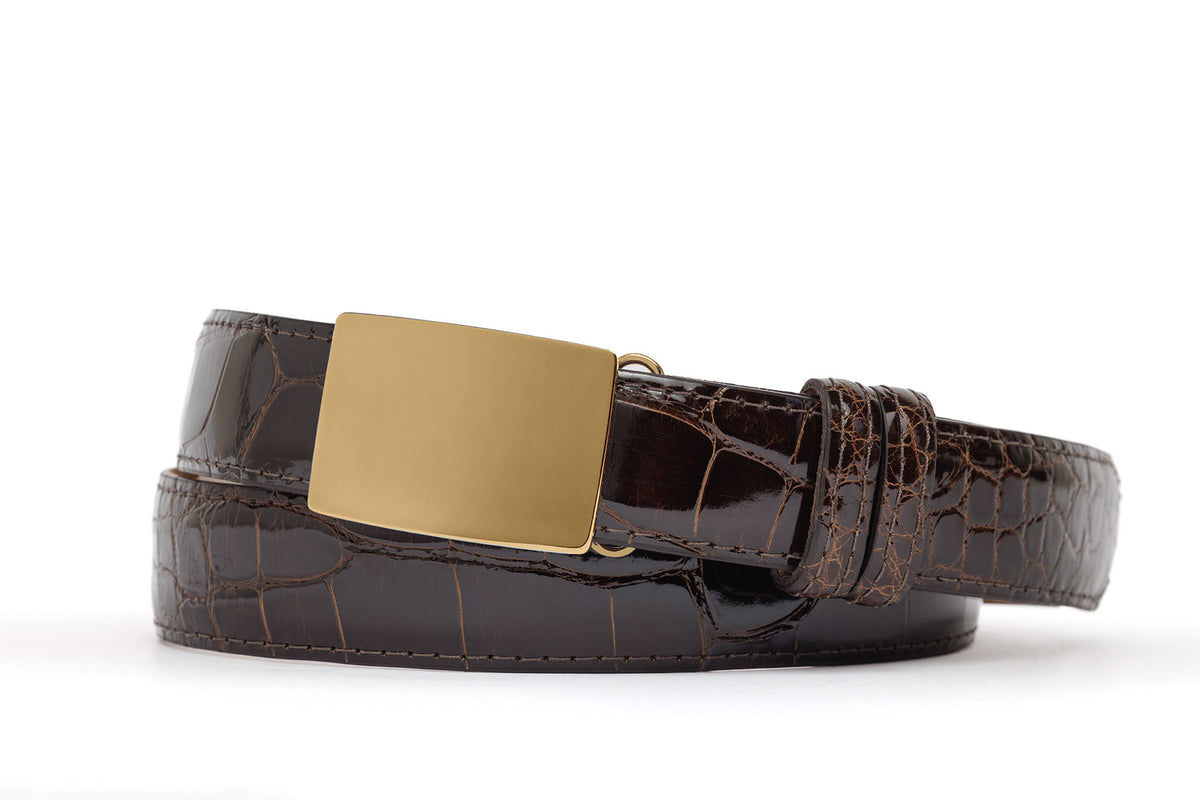 Glazed American Alligator Slide Strap with Compression Buckle