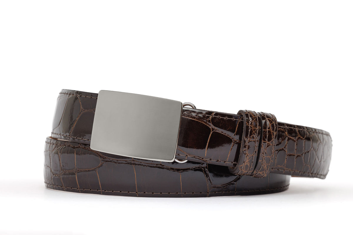 Glazed American Alligator Slide Strap with Compression Buckle