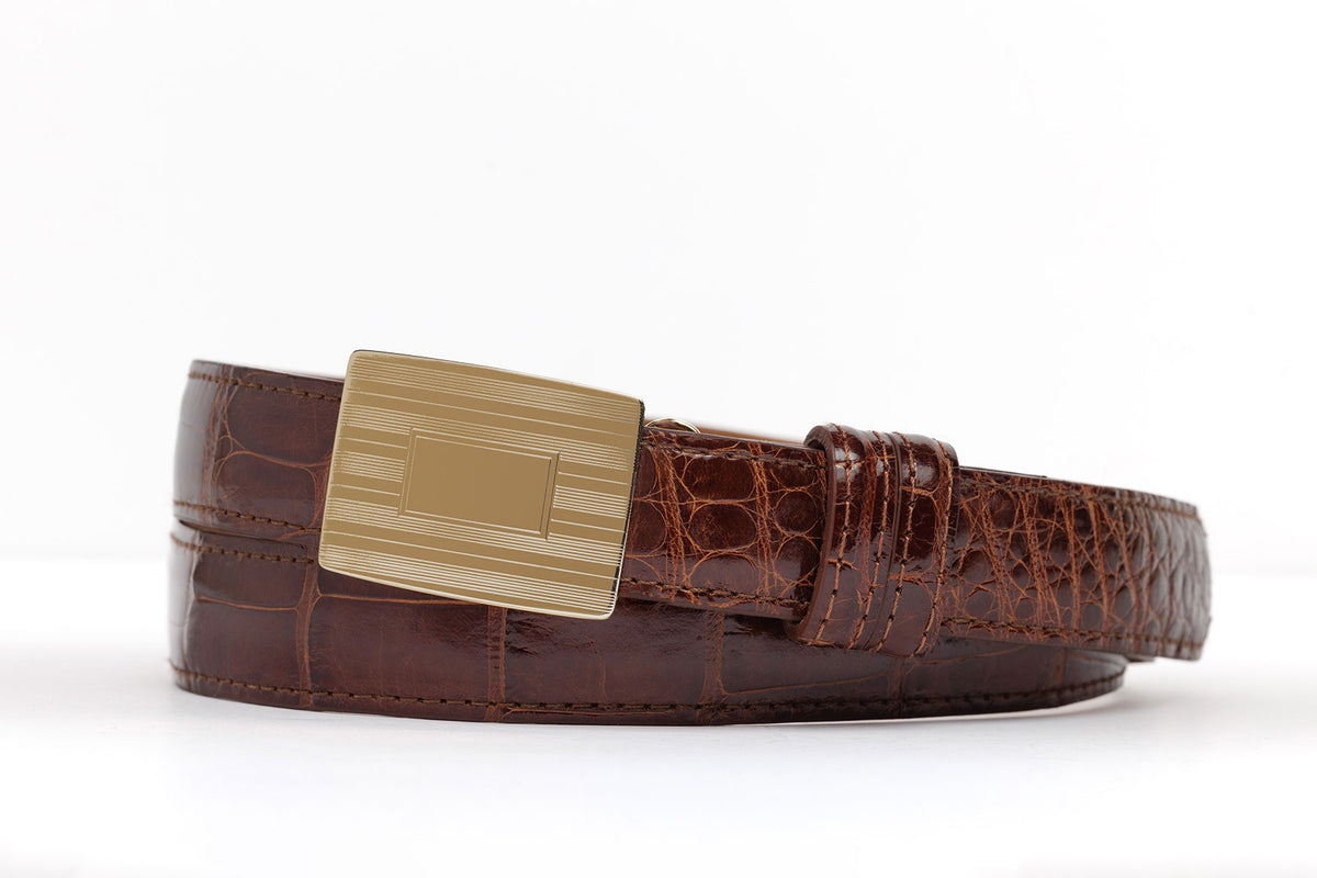 Glazed American Alligator Slide Strap with Compression Buckle