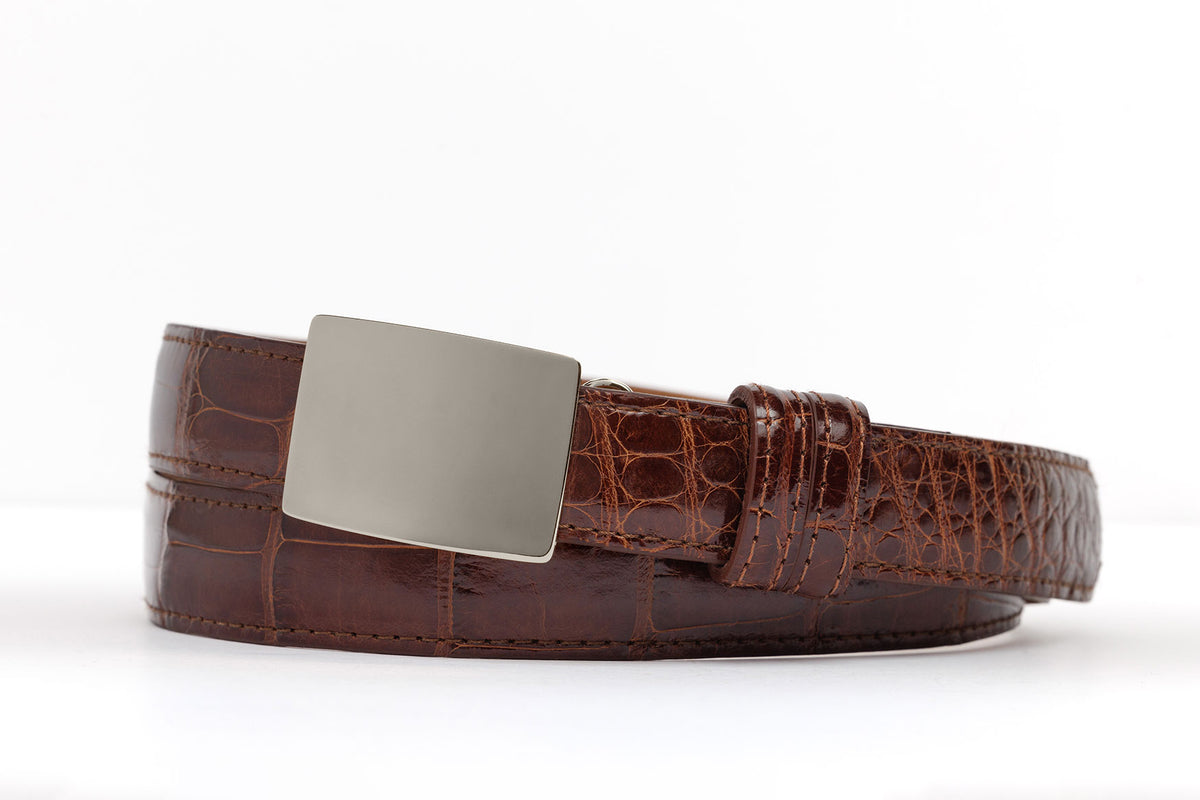 Glazed American Alligator Slide Strap with Compression Buckle