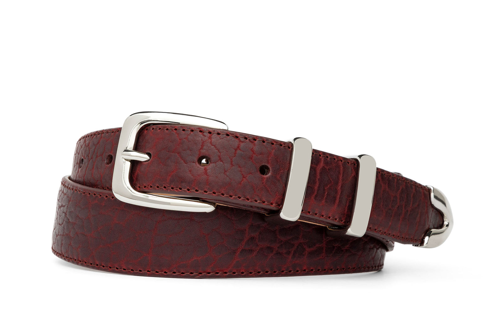 Tapered Bison Belt with Nickel Tip Set Buckle