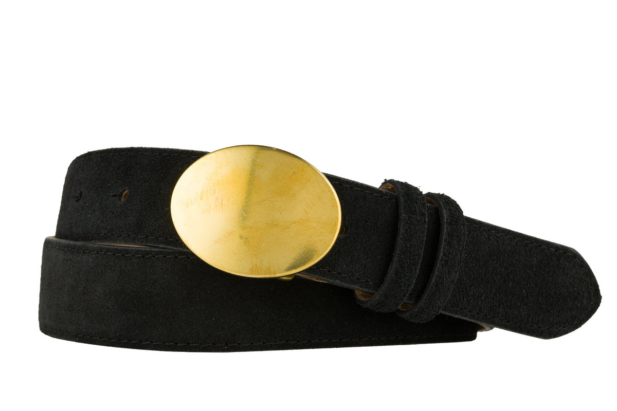 Suede Calf Belt with Solid Brass Buckle