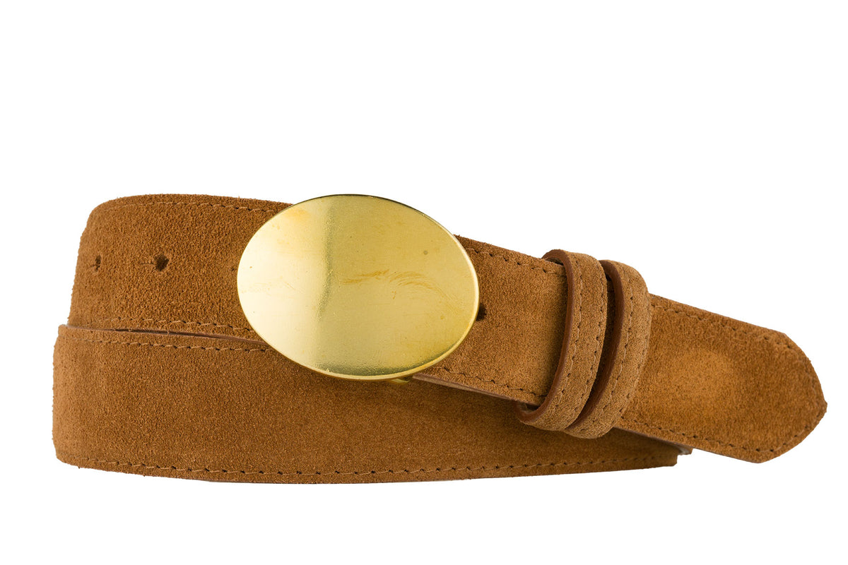 Suede Calf Belt with Solid Brass Buckle