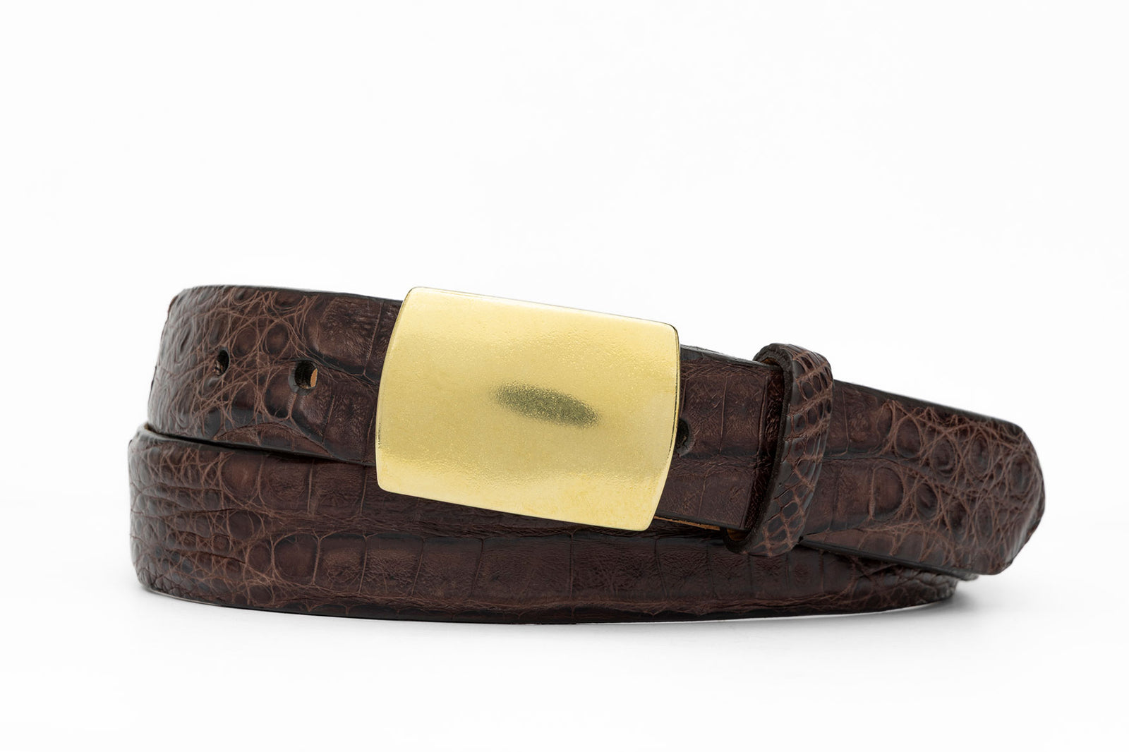 Matte Caiman Crocodile Belt with Solid Brass Buckle