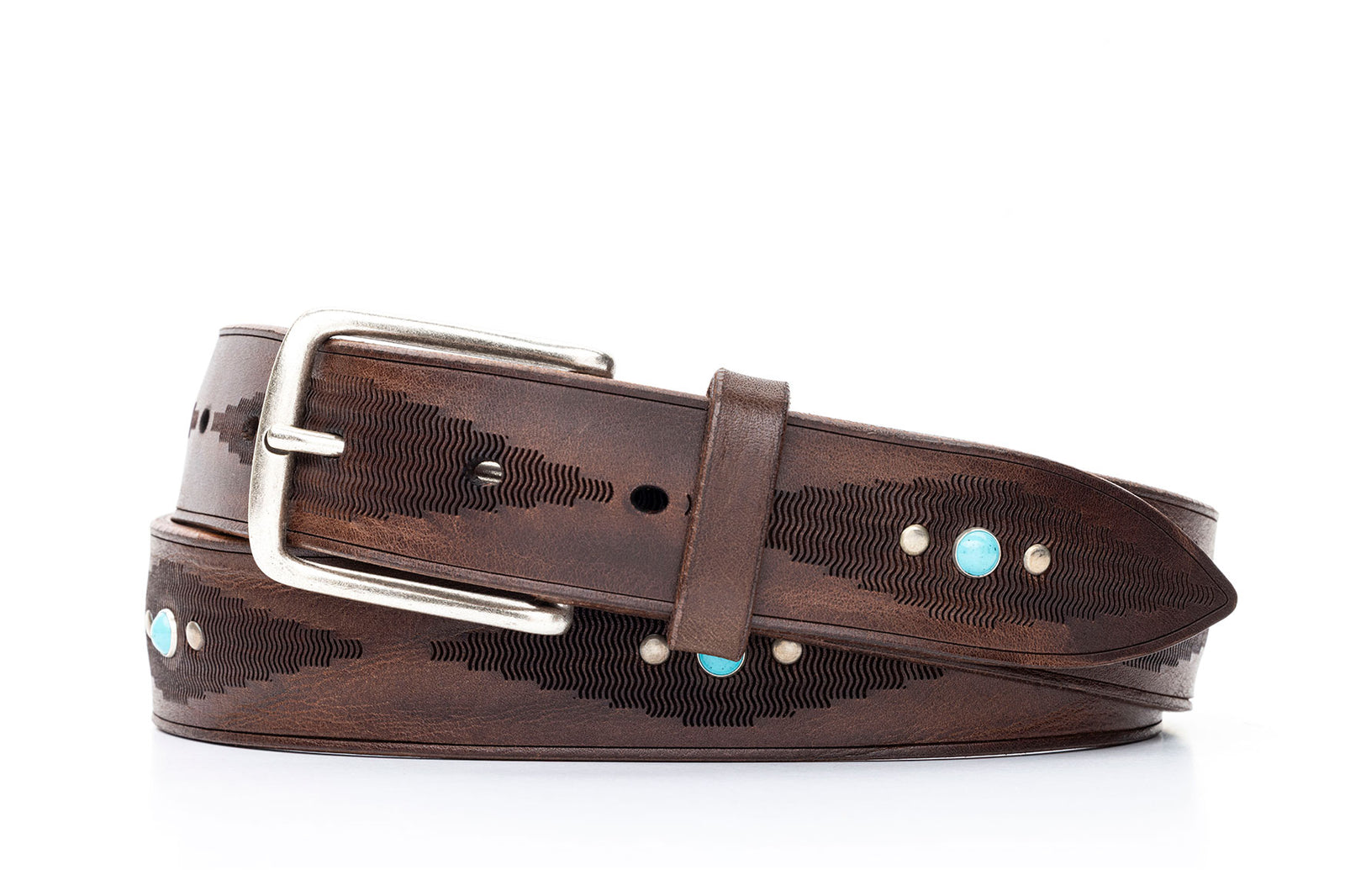 Italian Navajo Ranch Calf Belt with Antique Silver Buckle