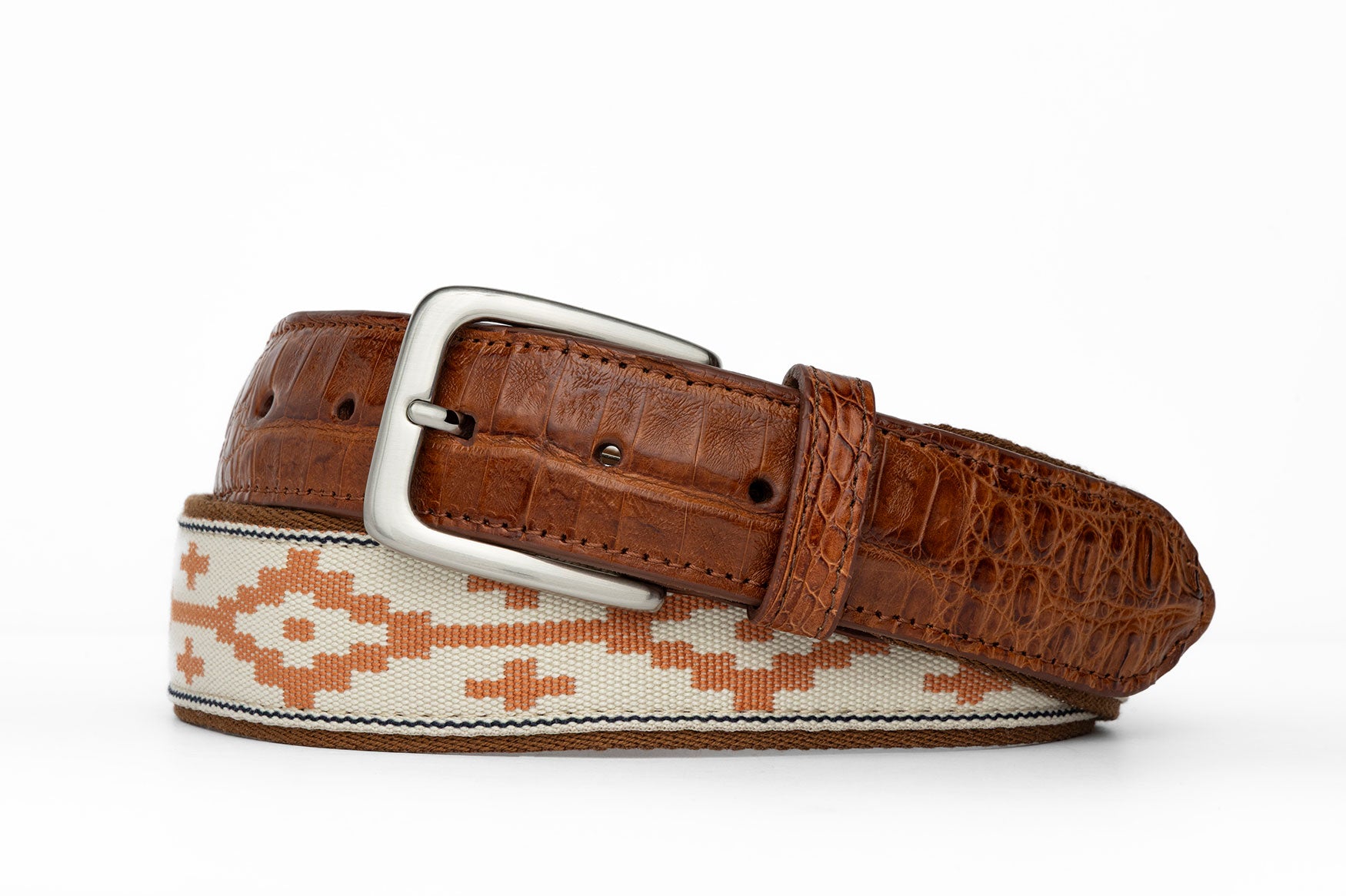 Satillo Belt with Croc Tabs and Brushed Nickel Buckle