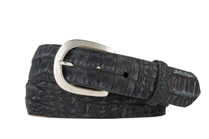 Nubuck Caiman Crocodile Belt with Antique Silver Buckle