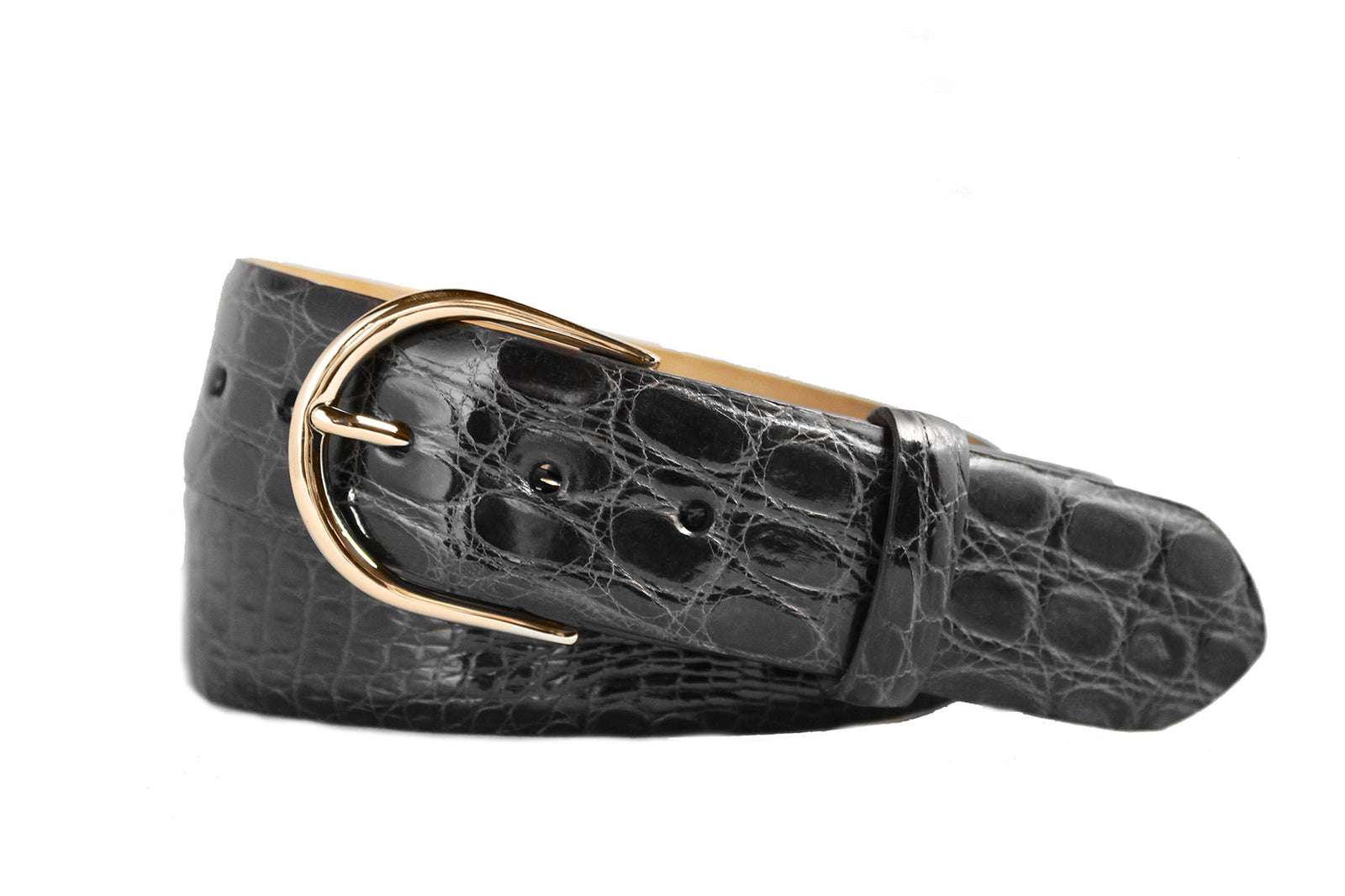 Tingas Crocodile Belt with Gold Buckle