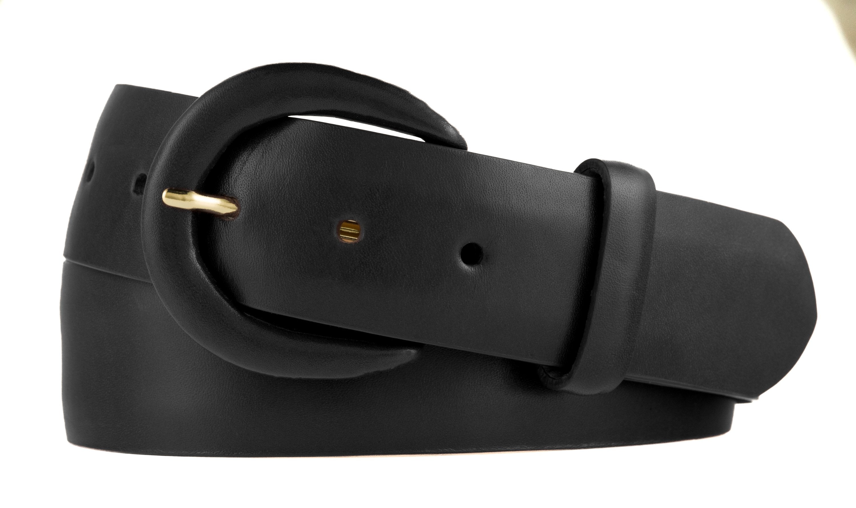 Monte Carlo Calf Belt with Covered Crescent Buckle - Black