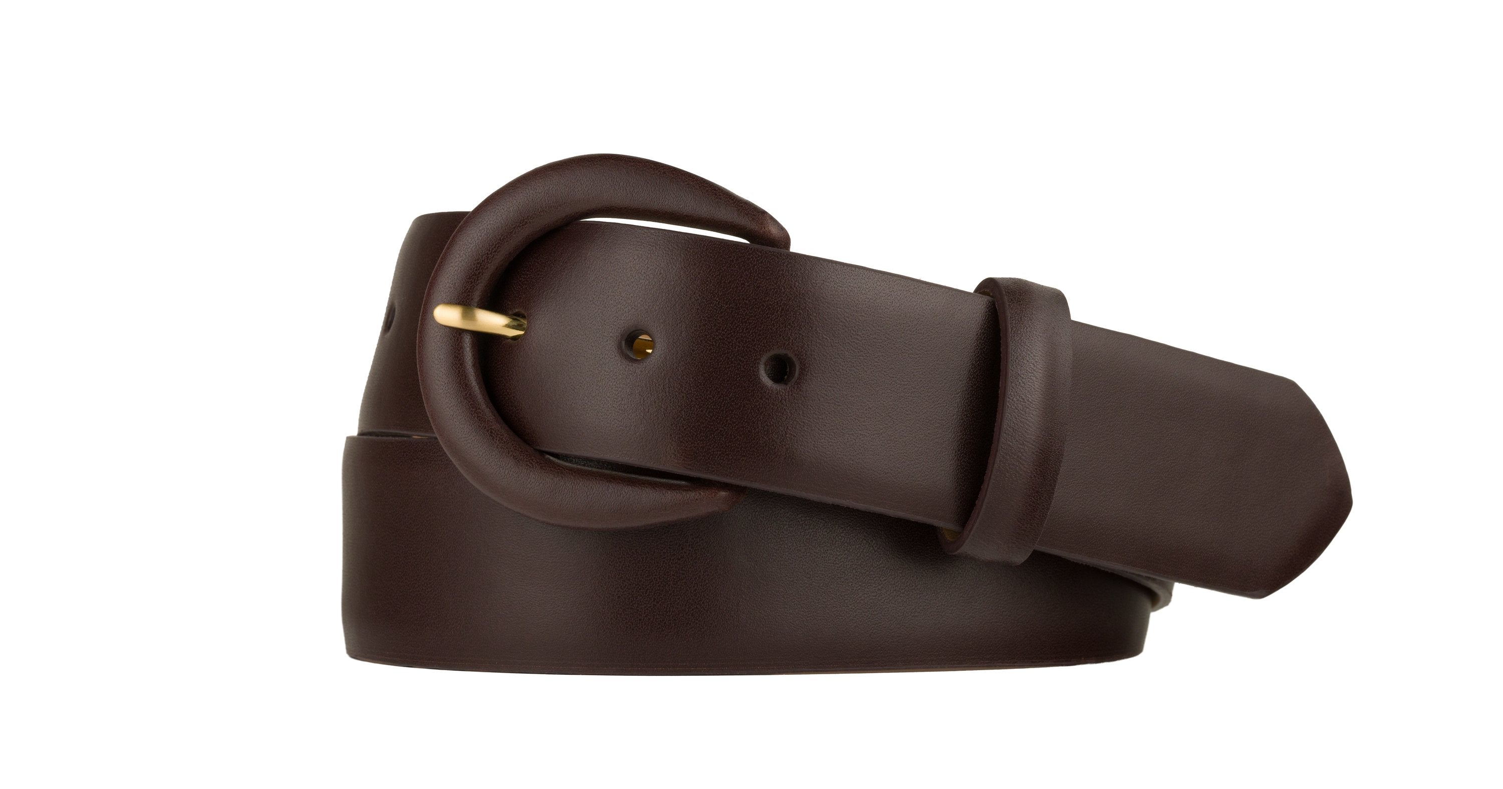 Monte Carlo Calf Belt with Covered Crescent Buckle - Brown